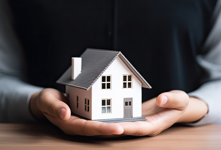 imagem de uma casa em miniatura sendo carregada